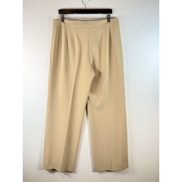St John Women Dress Pants Beige Wide Leg Trouser High Waisted Preppy Size 14 - Picture 2 of 10